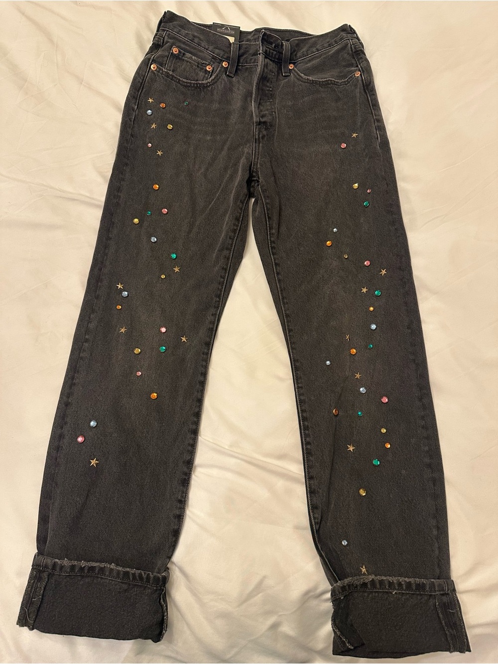 Levi's Black High-rise with Multicolor Stud Accents 26 x 32
